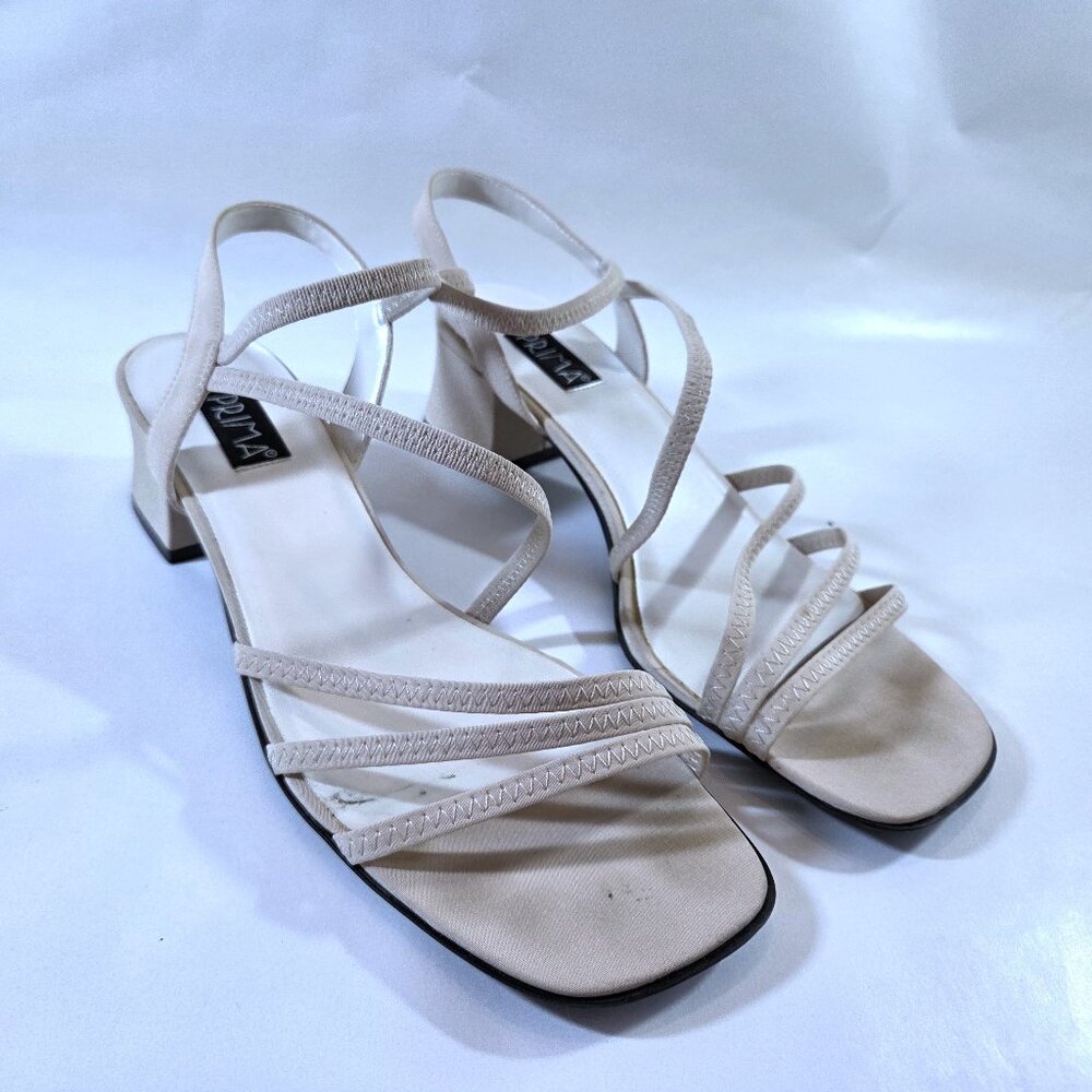 Prima Garnet Bone Fabric Covered Sandals Size 8.5